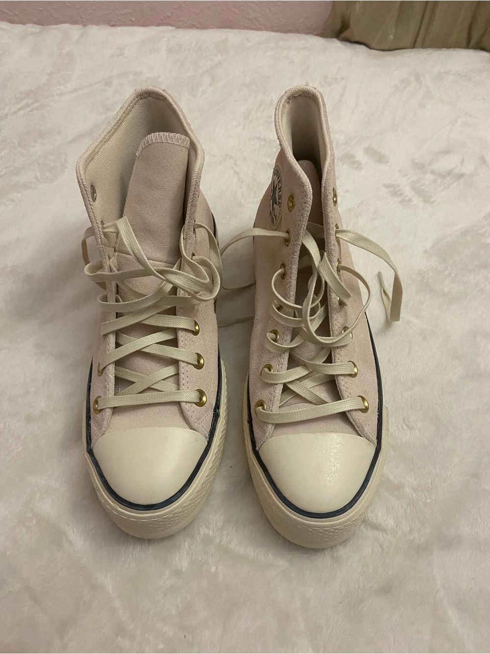 New Converse chucks All Star Lift platform High-Top suede in Light Pink size 8.5